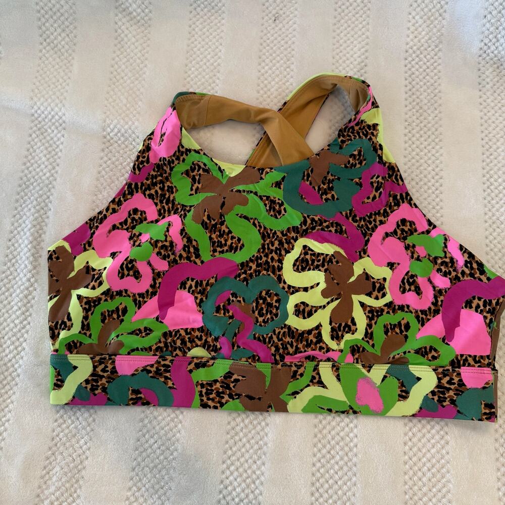 fabletics floral cheetah sports bra size XXL